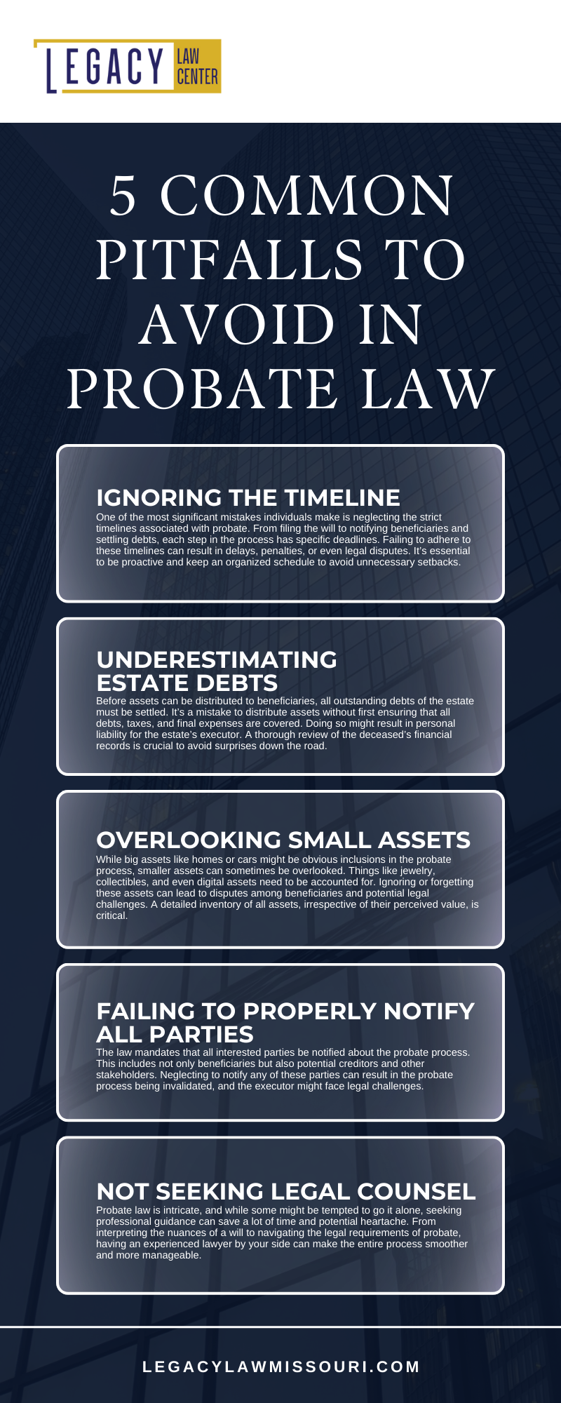 5 Common Pitfalls To Avoid In Probate Law Infographic