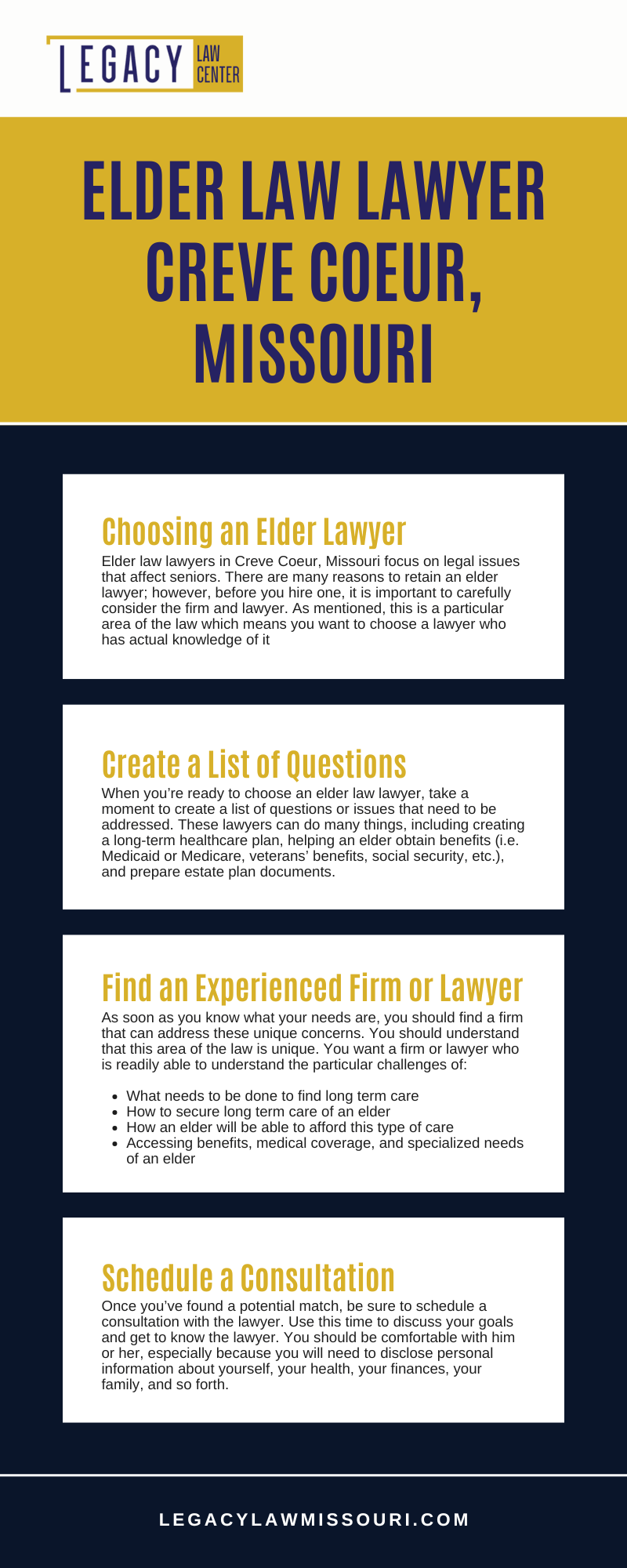 Elder Law Lawyer Creve Coeur, Missouri infographic